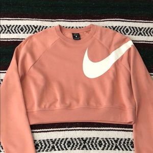 Nike pink crop top sweat shirt